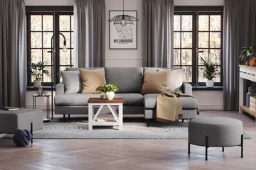 Menard Compact 3-seters Høyrevendt L-formet Divansofa i Stoff - Mørk grå - Møbler - Sofaer - Sofaer med sjeselong - 3 seters sofa med divan