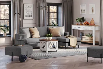 Menard Compact 3-seters Høyrevendt L-formet Divansofa i Stoff - Mørk grå - Møbler - Sofaer - Sofaer med sjeselong - 3 seters sofa med divan