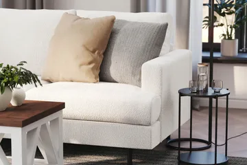 Menard Compact 3-seters Venstrevendt L-formet Divansofa i Bouclé - Hvit - Møbler - Sofaer - Sofaer med sjeselong - 3 seters sofa med divan