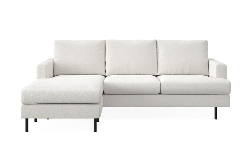 Menard Compact 3-seters Venstrevendt L-formet Divansofa i Bouclé - Hvit - Møbler - Sofaer - Sofaer med sjeselong - 3 seters sofa med divan