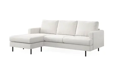 Menard Compact 3-seters Venstrevendt L-formet Divansofa i Bouclé - Hvit - Møbler - Sofaer - Sofaer med sjeselong - 3 seters sofa med divan
