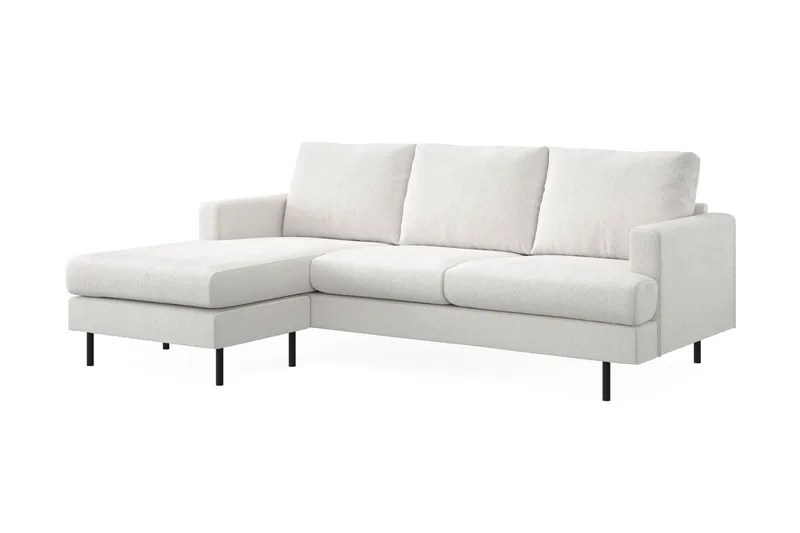 Menard Compact 3-seters Venstrevendt L-formet Divansofa i Bouclé - Hvit - Møbler - Sofaer - Sofaer med sjeselong - 3 seters sofa med divan