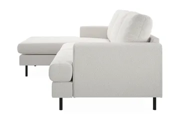 Menard Compact 3-seters Venstrevendt L-formet Divansofa i Bouclé - Hvit - Møbler - Sofaer - Sofaer med sjeselong - 3 seters sofa med divan