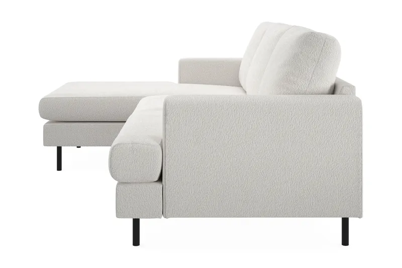 Menard Compact 3-seters Venstrevendt L-formet Divansofa i Bouclé - Hvit - Møbler - Sofaer - Sofaer med sjeselong - 3 seters sofa med divan