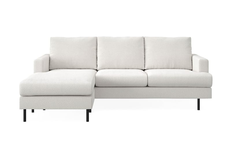 Menard Compact 3-seters Venstrevendt L-formet Divansofa i Bouclé - Hvit - Møbler - Sofaer - Sofaer med sjeselong - 3 seters sofa med divan