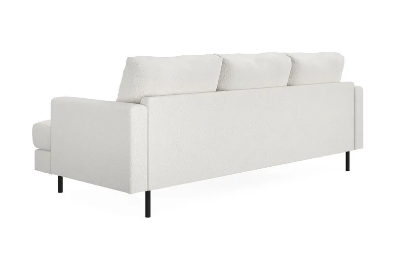 Menard Compact 3-seters Venstrevendt L-formet Divansofa i Bouclé - Hvit - Møbler - Sofaer - Sofaer med sjeselong - 3 seters sofa med divan