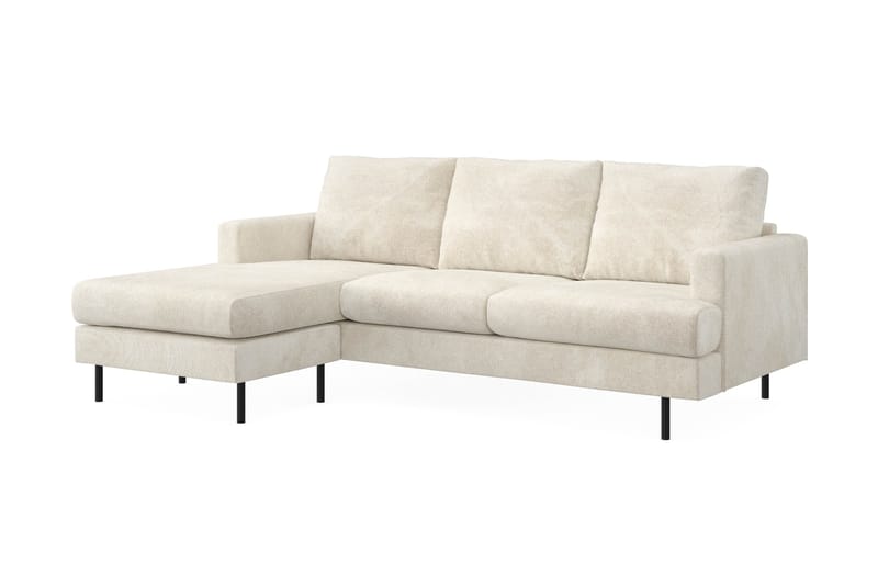 Menard Compact 3-seters Venstrevendt L-formet Divansofa i Fløyel - Kremhvit - Møbler - Sofaer - Sofaer med sjeselong - 3 seters sofa med divan