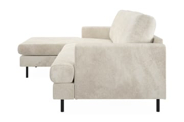 Menard Compact 3-seters Venstrevendt L-formet Divansofa i Fløyel - Kremhvit - Møbler - Sofaer - Sofaer med sjeselong - 3 seters sofa med divan
