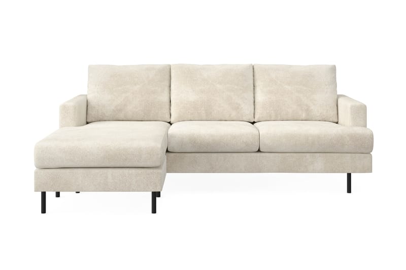 Menard Compact 3-seters Venstrevendt L-formet Divansofa i Fløyel - Kremhvit - Møbler - Sofaer - Sofaer med sjeselong - 3 seters sofa med divan
