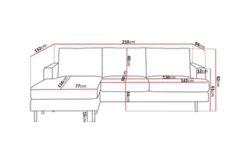 Menard Compact 3-seters Venstrevendt L-formet Divansofa i Fløyel - Kremhvit - Møbler - Sofaer - Sofaer med sjeselong - 3 seters sofa med divan
