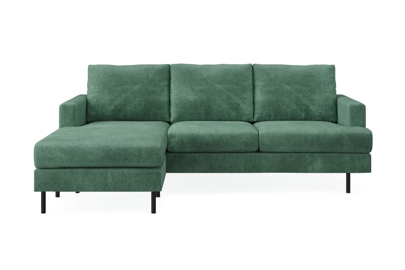 Menard Compact 3-seters Venstrevendt L-formet Divansofa i Fløyel - Mørk grønn - Møbler - Sofaer - Sofaer med sjeselong - 3 seters sofa med divan