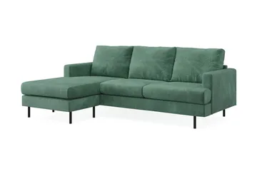 Menard Compact 3-seters Venstrevendt L-formet Divansofa i Fløyel - Mørk grønn - Møbler - Sofaer - Sofaer med sjeselong - 3 seters sofa med divan