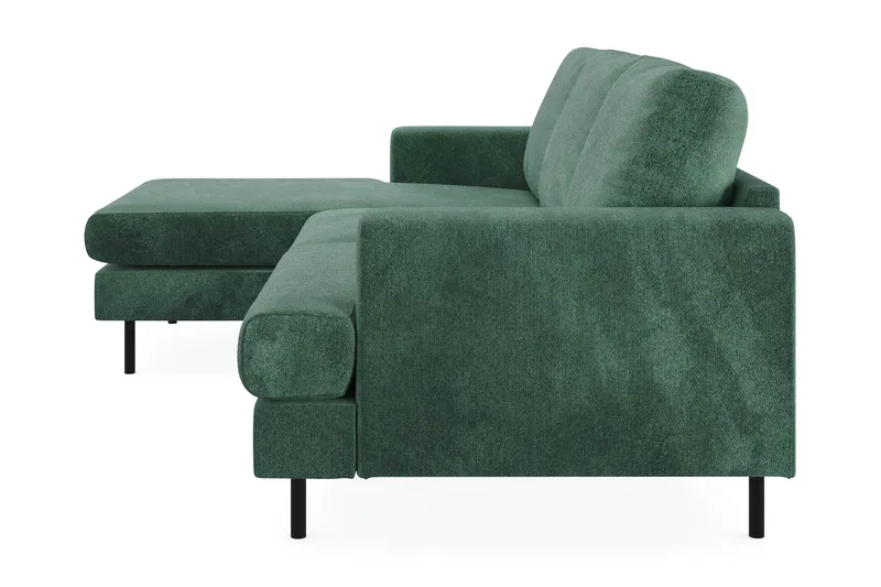 Menard Compact 3-seters Venstrevendt L-formet Divansofa i Fløyel - Mørk grønn - Møbler - Sofaer - Sofaer med sjeselong - 3 seters sofa med divan