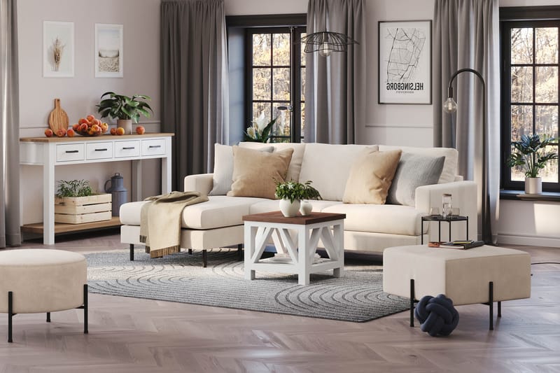 Menard Compact 3-seters Venstrevendt L-formet Divansofa i Manchester - Beige - Møbler - Sofaer - Sofaer med sjeselong - 3 seters sofa med divan