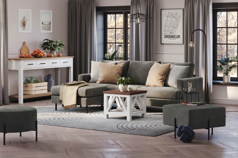 Menard Compact 3-seters Venstrevendt L-formet Divansofa i Manchester - Grå - Møbler - Sofaer - Sofaer med sjeselong - 3 seters sofa med divan