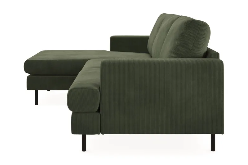 Menard Compact 3-seters Venstrevendt L-formet Divansofa i Manchester - Grønn - Møbler - Sofaer - Sofaer med sjeselong - 3 seters sofa med divan