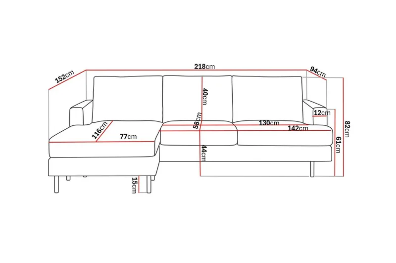 Menard Compact 3-seters Venstrevendt L-formet Divansofa i Manchester - Grønn - Møbler - Sofaer - Sofaer med sjeselong - 3 seters sofa med divan