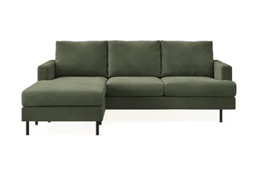 Menard Compact 3-seters Venstrevendt L-formet Divansofa i Manchester - Grønn - Møbler - Sofaer - Sofaer med sjeselong - 3 seters sofa med divan