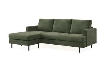 Menard Compact 3-seters Venstrevendt L-formet Divansofa i Manchester - Grønn - Møbler - Sofaer - Sofaer med sjeselong - 3 seters sofa med divan