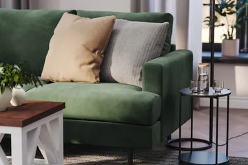 Menard Compact 3-seters Venstrevendt L-formet Divansofa i Manchester - Grønn - Møbler - Sofaer - Sofaer med sjeselong - 3 seters sofa med divan