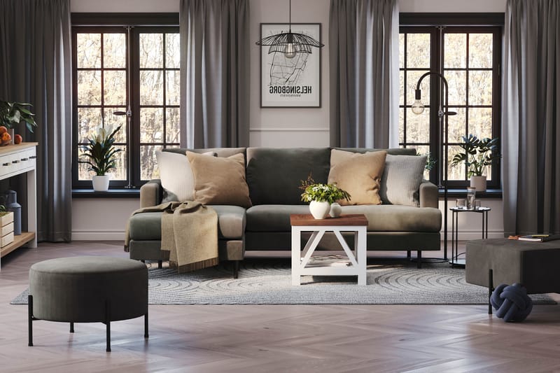 Menard Compact 3-seters Venstrevendt L-formet Divansofa i Manchester - Mørk grå - Møbler - Sofaer - Sofaer med sjeselong - 3 seters sofa med divan