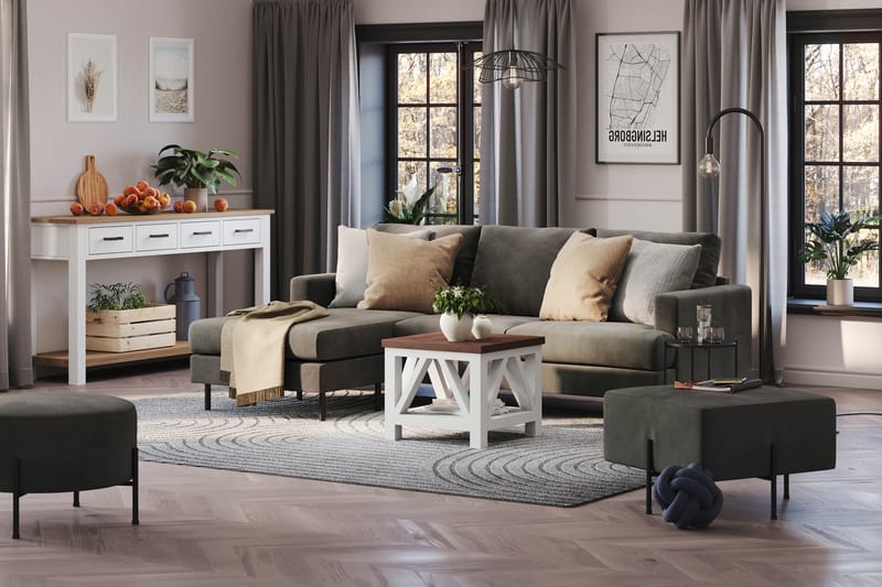 Menard Compact 3-seters Venstrevendt L-formet Divansofa i Manchester - Mørk grå - Møbler - Sofaer - Sofaer med sjeselong - 3 seters sofa med divan