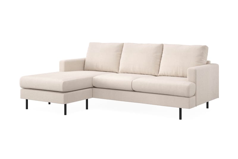 Menard Compact 3-seters Venstrevendt L-formet Divansofa i Stoff - Beige - Møbler - Sofaer - Sofaer med sjeselong - 3 seters sofa med divan