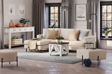 Menard Compact 3-seters Venstrevendt L-formet Divansofa i Stoff - Beige - Møbler - Sofaer - Sofaer med sjeselong - 3 seters sofa med divan