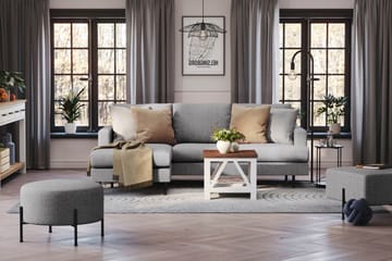 Menard Compact 3-seters Venstrevendt L-formet Divansofa i Stoff - Grå - Møbler - Sofaer - Sofaer med sjeselong - 3 seters sofa med divan