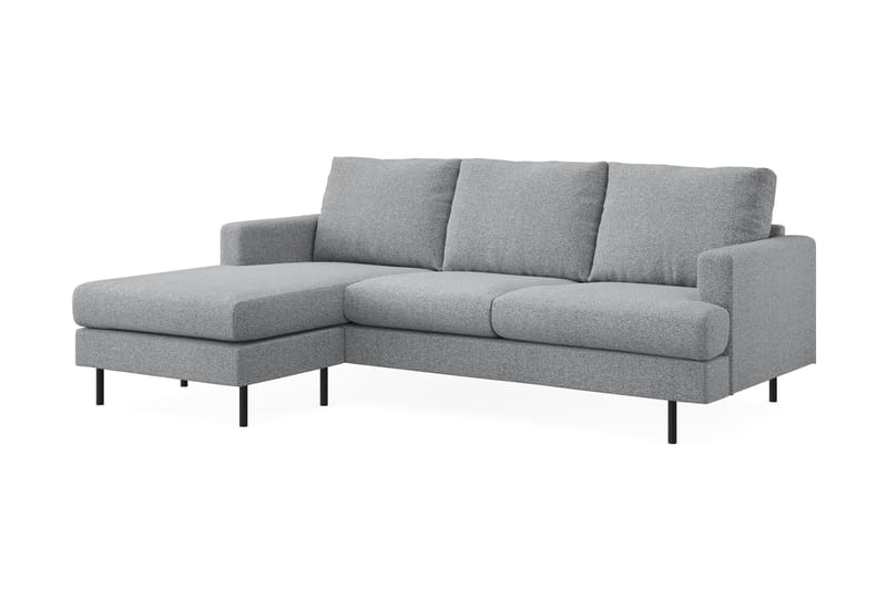 Menard Compact 3-seters Venstrevendt L-formet Divansofa i Stoff - Grå - Møbler - Sofaer - Sofaer med sjeselong - 3 seters sofa med divan