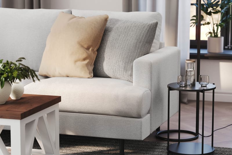 Menard Compact 3-seters Venstrevendt L-formet Divansofa i Stoff - Lys grå - Møbler - Sofaer - Sofaer med sjeselong - 3 seters sofa med divan