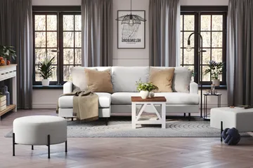 Menard Compact 3-seters Venstrevendt L-formet Divansofa i Stoff - Lys grå - Møbler - Sofaer - Sofaer med sjeselong - 3 seters sofa med divan