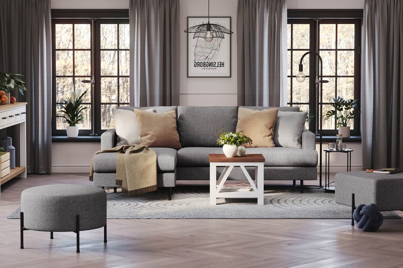 Menard Compact 3-seters Venstrevendt L-formet Divansofa i Stoff - Mørk grå - Møbler - Sofaer - Sofaer med sjeselong - 3 seters sofa med divan