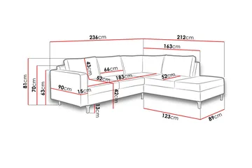 Oberting 3-seters Hjørnesofa - Svart - Møbler - Sofaer - Sofaer med sjeselong - 3 seters sofa med divan