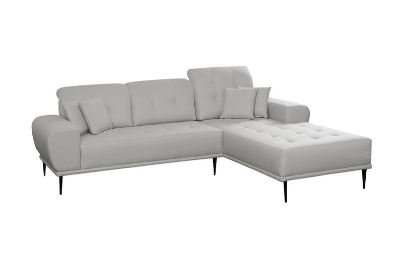 3-seters Sofa med Divan Rapana Høyre med Puter - Grå - 3 seters sofa med divan - Sofaer med sjeselong