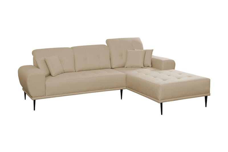 3-seters Sofa med Divan Rapana Høyre med Puter - Beige - 3 seters sofa med divan - Sofaer med sjeselong