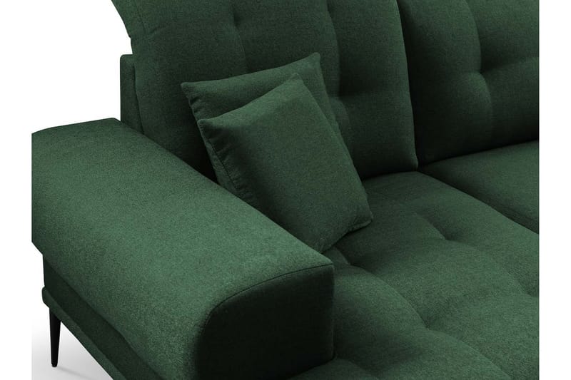 3-seters Sofa med Divan Rapana Venstre med Puter - Fløyel/Grønn - Fløyelssofaer - 3 seters sofa med divan - Sofaer med sjeselong
