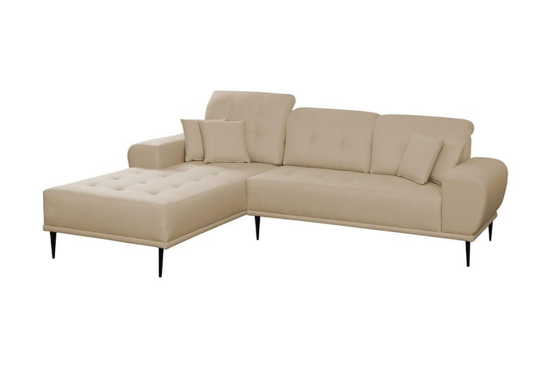 3-seters Sofa med Divan Rapana Venstre med Puter - Beige - 3 seters sofa med divan - Sofaer med sjeselong