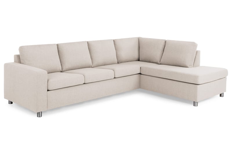 Sofa Nevada 3-seter med Sjeselong Høyre - Beige - 3 seters sofa med divan - Sofaer med sjeselong