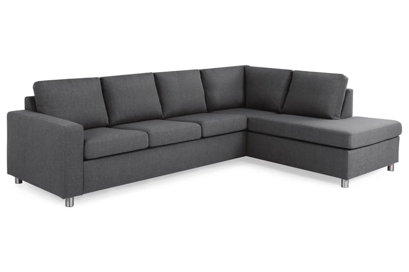 Sofa Nevada 3-seter med Sjeselong Høyre - Mørkgrå - 3 seters sofa med divan - Sofaer med sjeselong