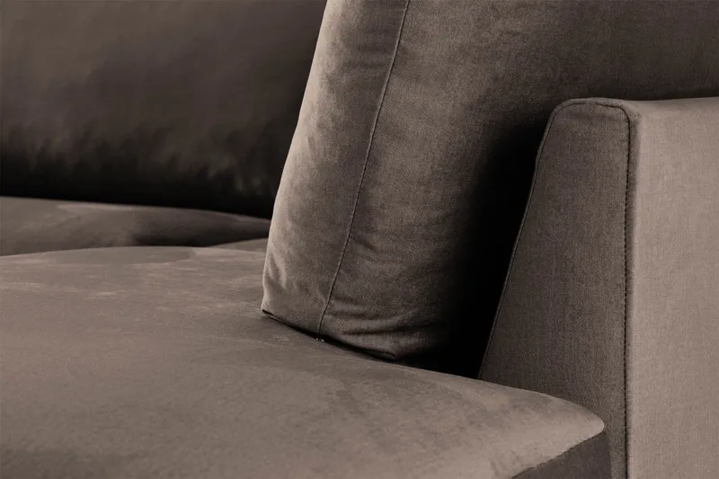 Trend 4-seters Høyrevendt L-formet Sjeselongsofa i Fløyel - Brun - Møbler - Sofaer - Sofaer med sjeselong - 4 seters sofa med divan