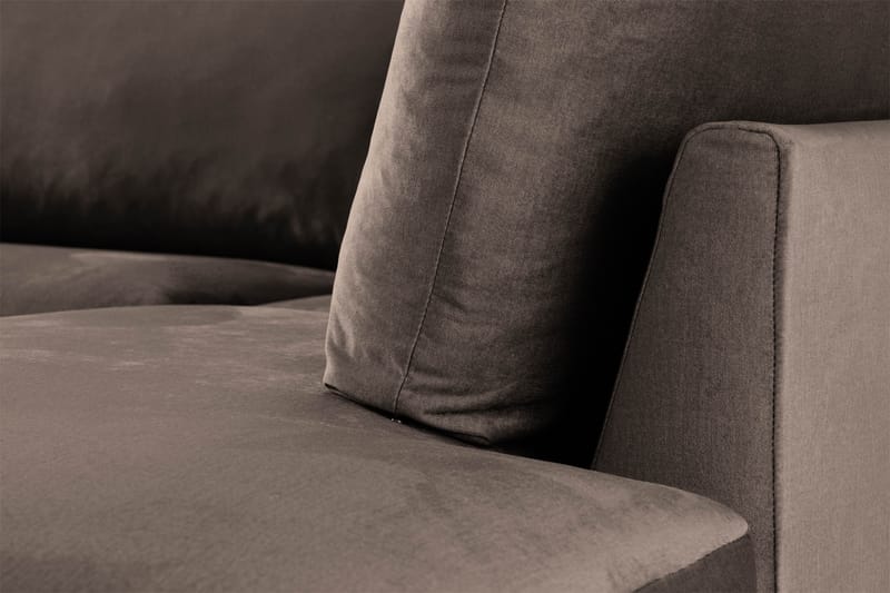 Trend 4-seters Høyrevendt L-formet Sjeselongsofa i Fløyel - Brun - Møbler - Sofaer - Sofaer med sjeselong - 4 seters sofa med divan