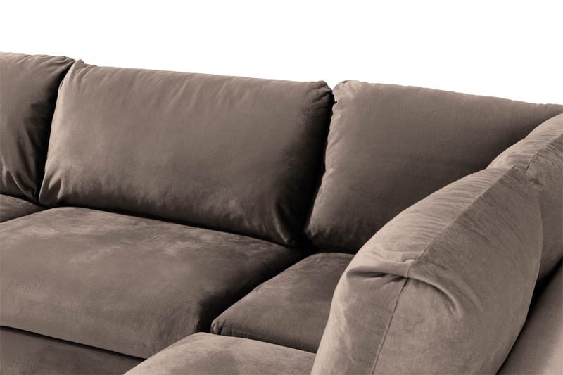 Trend 4-seters Høyrevendt L-formet Sjeselongsofa i Fløyel - Brun - Møbler - Sofaer - Sofaer med sjeselong - 4 seters sofa med divan