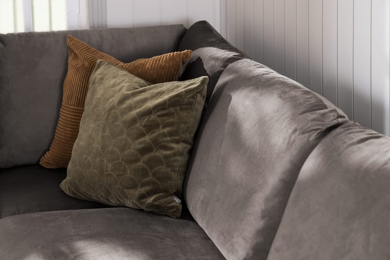Trend 4-seters Høyrevendt L-formet Sjeselongsofa i Fløyel - Brun - Møbler - Sofaer - Sofaer med sjeselong - 4 seters sofa med divan