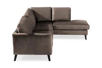 Trend 4-seters Høyrevendt L-formet Sjeselongsofa i Fløyel - Brun - Møbler - Sofaer - Sofaer med sjeselong - 4 seters sofa med divan