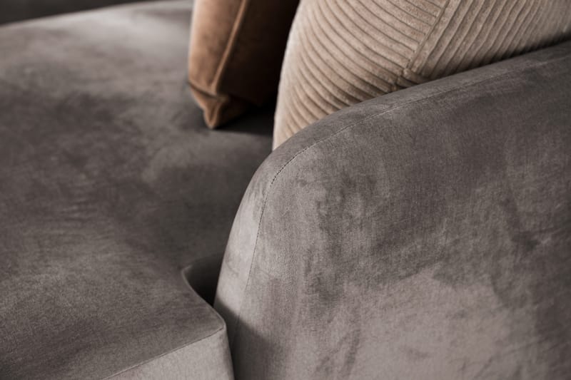Trend 4-seters Høyrevendt L-formet Sjeselongsofa i Fløyel - Brun - Møbler - Sofaer - Sofaer med sjeselong - 4 seters sofa med divan