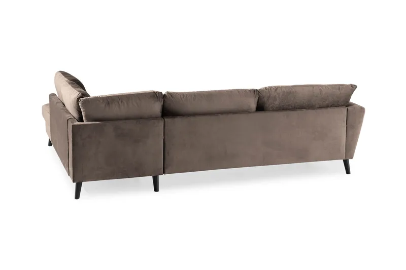 Trend 4-seters Høyrevendt L-formet Sjeselongsofa i Fløyel - Brun - Møbler - Sofaer - Sofaer med sjeselong - 4 seters sofa med divan