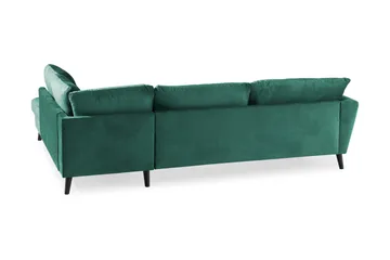 Trend 4-seters Høyrevendt L-formet Sjeselongsofa i Fløyel - Grønn - Møbler - Sofaer - Sofaer med sjeselong - 4 seters sofa med divan