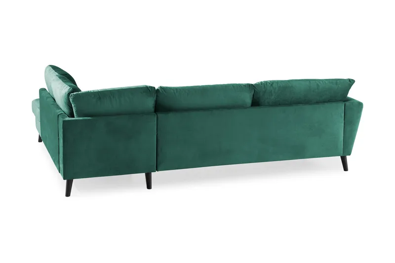 Trend 4-seters Høyrevendt L-formet Sjeselongsofa i Fløyel - Grønn - Møbler - Sofaer - Sofaer med sjeselong - 4 seters sofa med divan