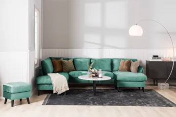 Trend 4-seters Høyrevendt L-formet Sjeselongsofa i Fløyel - Grønn - Møbler - Sofaer - Sofaer med sjeselong - 4 seters sofa med divan